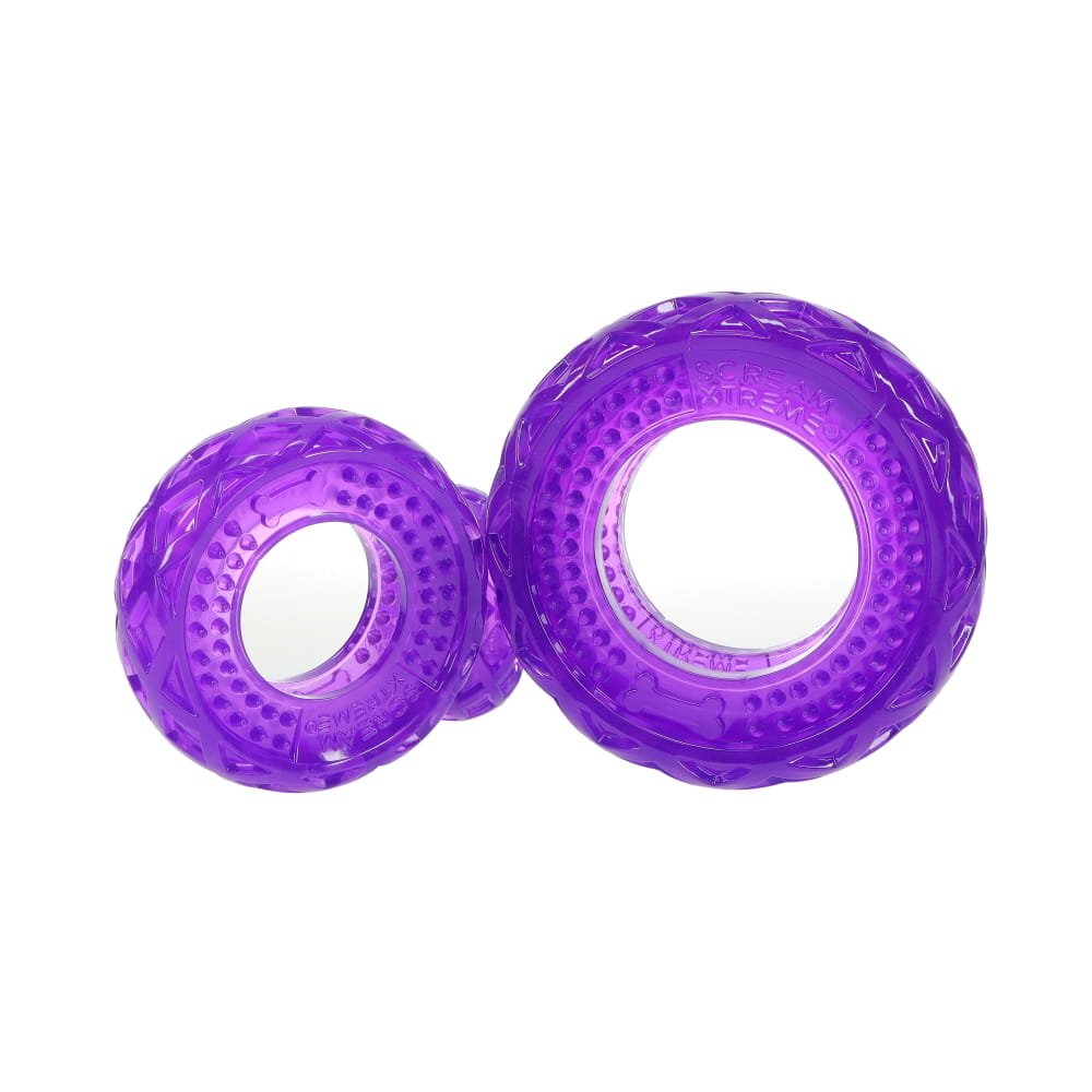 Limited Edition- Scream Xtreme Treat/Chew Tyre Dog Toy Loud Purple