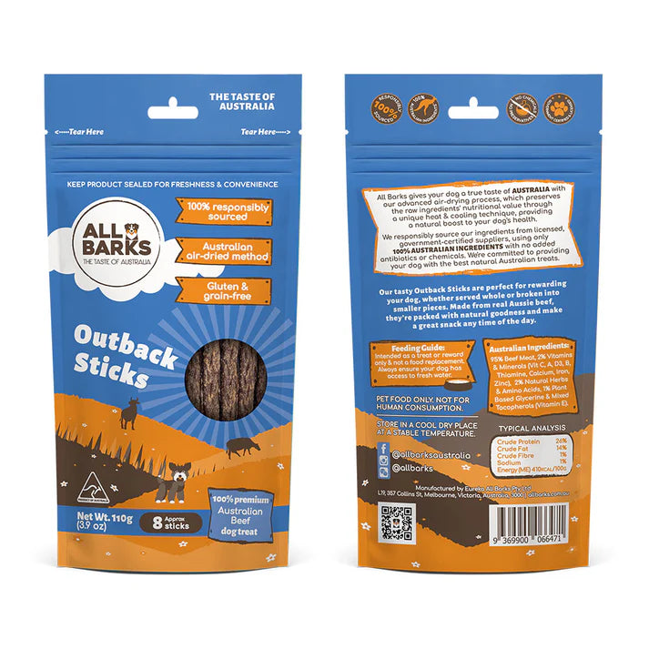 NEW All Barks Outback Sticks 110g