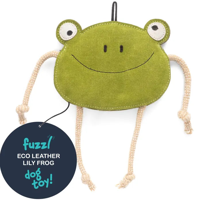 Fuzzl Eco Leather Dog Toy- Lily The Frog