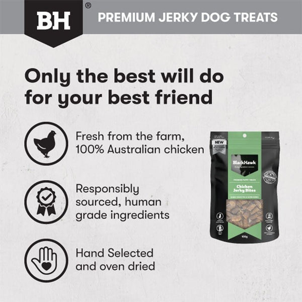 Black Hawk Puppy Chicken Jerky Bites. Premium dog Treats Made in Australia