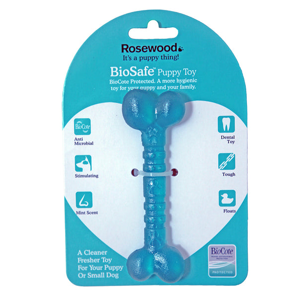 Rosewood Biosafe Puppy Chew Toy Bone Blue