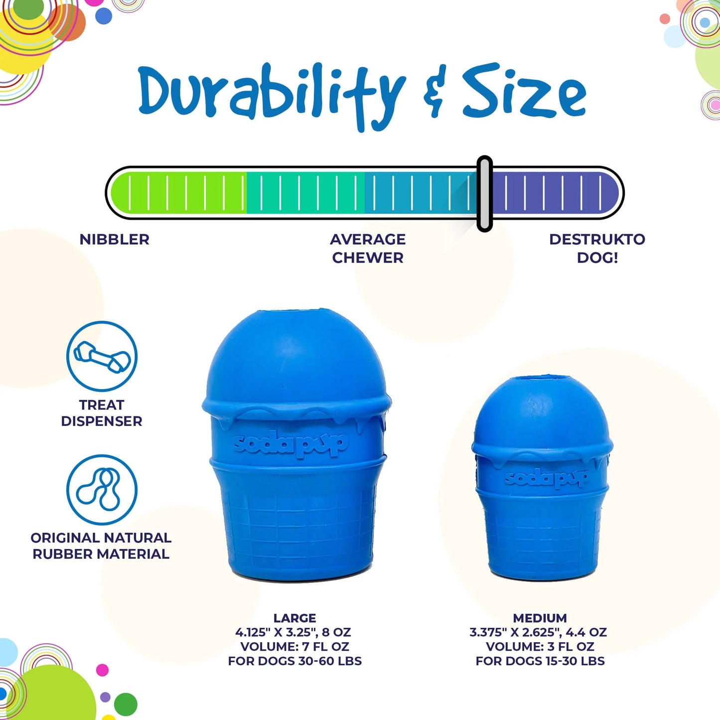 Sodapup Ice Cream Cone Chew Toy and Treat Dispenser- Medium