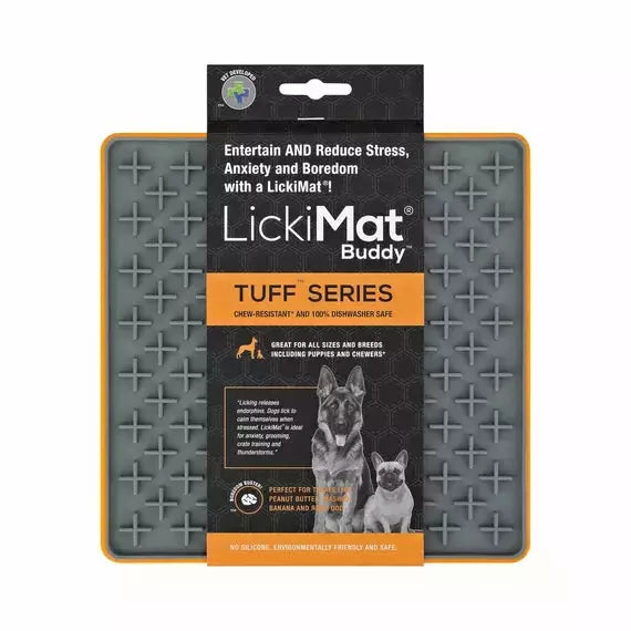 Lickimat slow feeder for dog, reduce boredom and anxiety with lickmats. Dog enrichment lick mat.