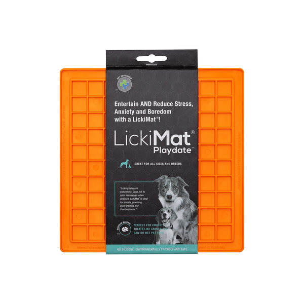 LickiMat Playdate LickMat for dogs. Helps reduce anxiety and boredom in dogs and puppies.