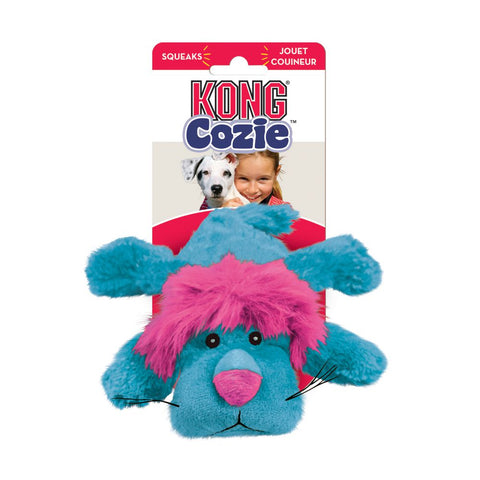 KONG Cozie Lion soft plush squeaky dog toy for all dogs. Enrichment for dogs through play.
