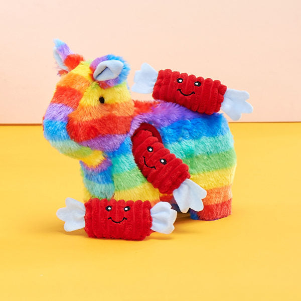 Zippy Paws Zippy Burrow Rainbow Piñata and 3 Candy Interactive Dog Toy Boredom buster for dogs