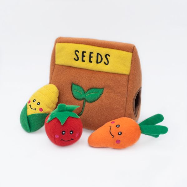 Zippy Paws Zippy Burrow Seed Packet and 3 Vegies Interactive Dog Toy