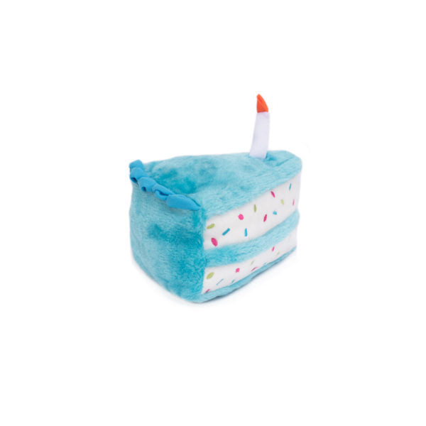 Zippy Paws Birthday Cake Squeaky Dog Toy Blue