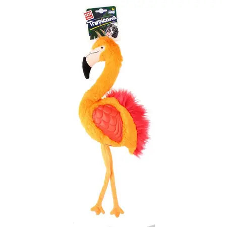 GiGwi Tropicana Flamingo Large Squeaky Dog Toy- Orange