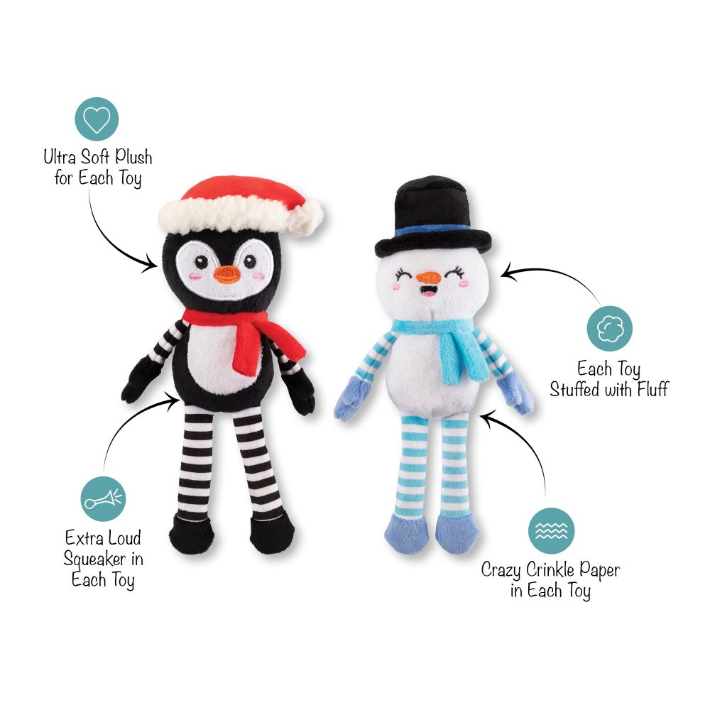 Fringe Studio- "Ultimate Chiller" 2 Piece Christmas Plush Dog Toy Set