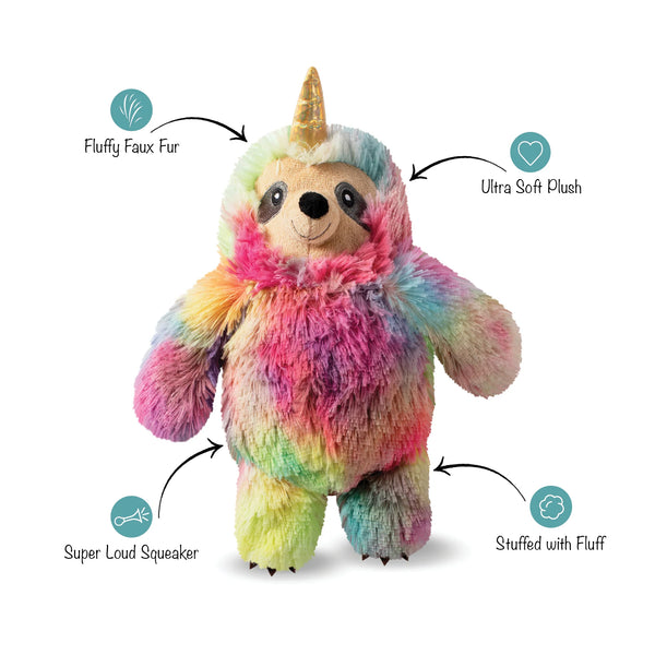 Fringe Studio-"Confetti Betti" Slothicorn Plush Squeaker Dog Toy