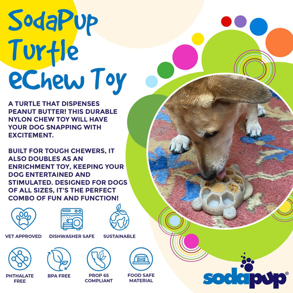 Soda pup Turtle nylon chew toy for dogs. Suitable for power chewers. Tough dog toys.