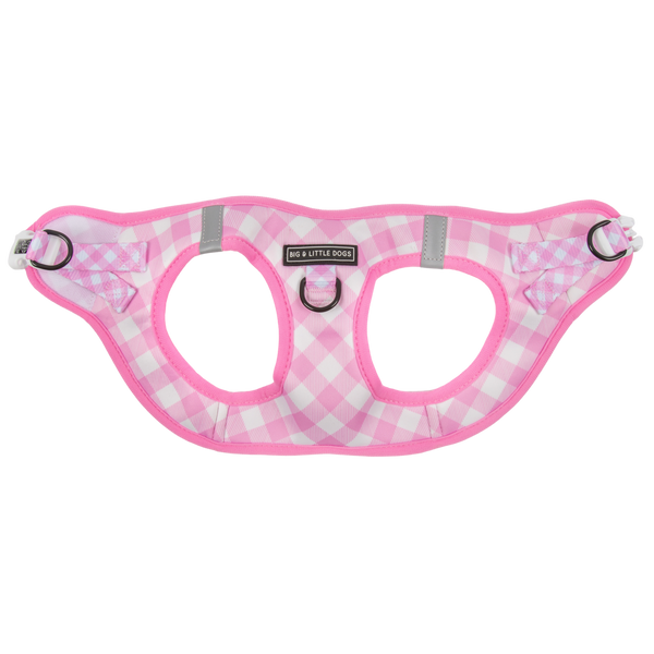 Big And Little Dogs- STEP-IN DOG HARNESS: Pink Milk Gingham