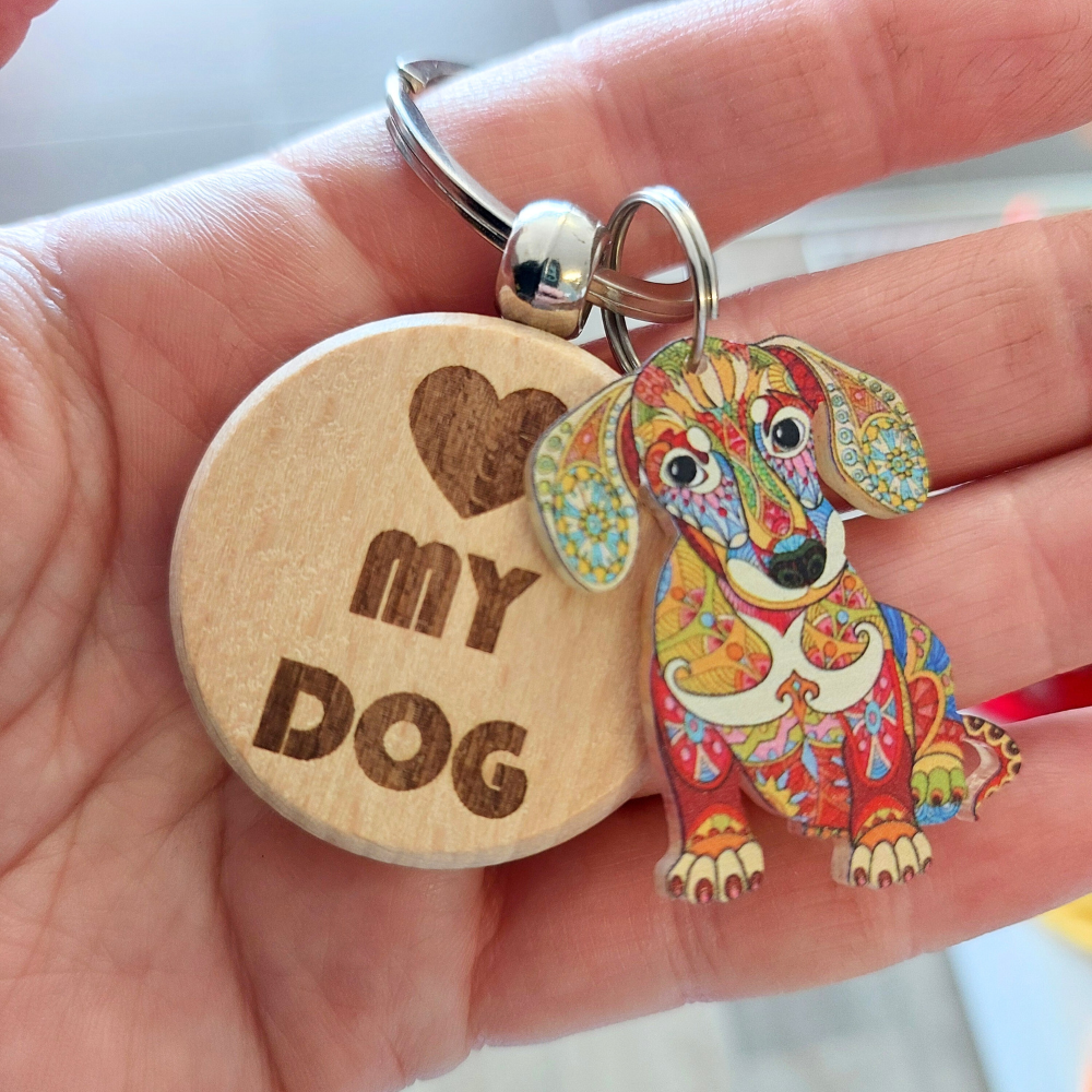 Love My Dog Keyring- Dachshund