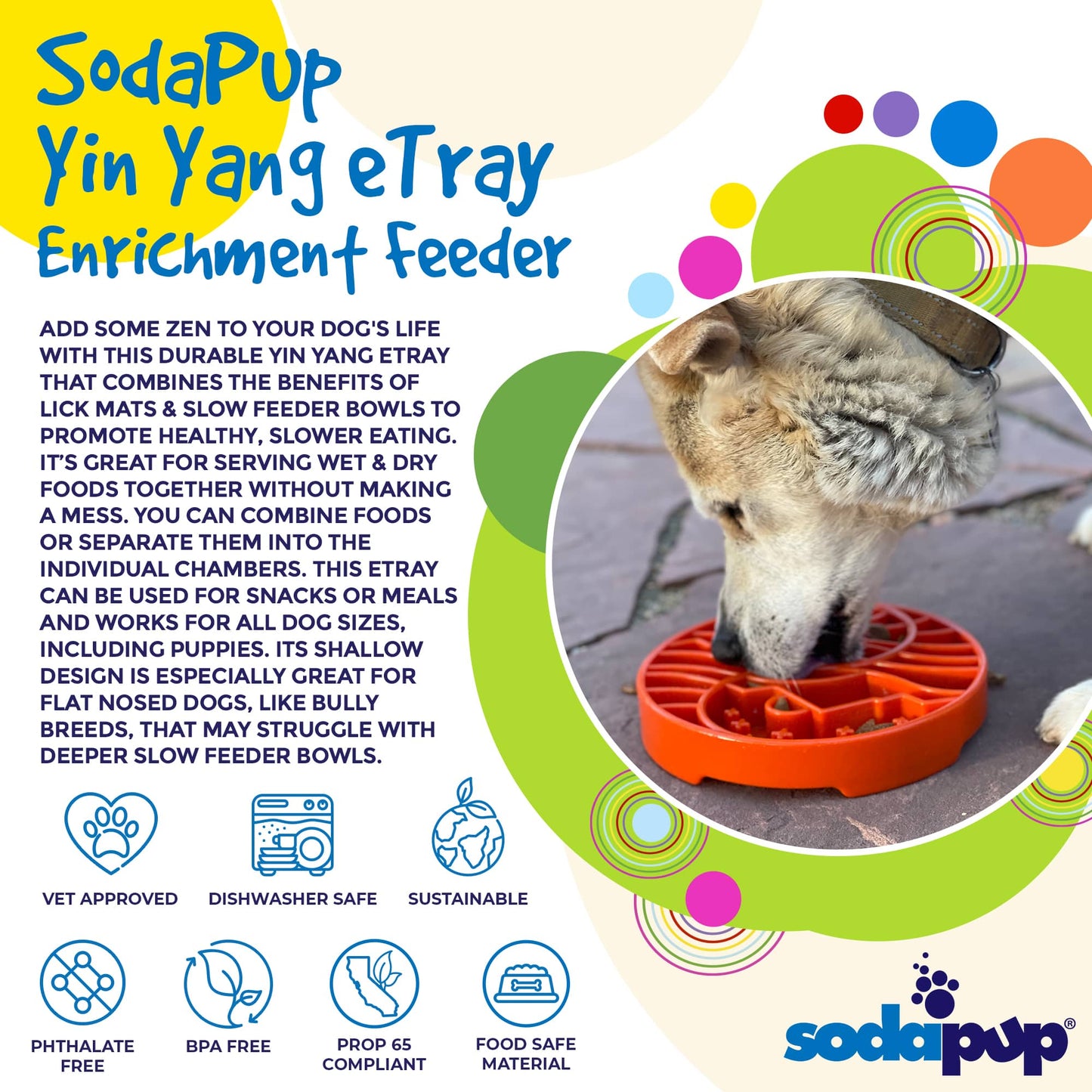 Sodapup Ying Yang Shallow eBowl Slow Feeder For Dogs- Orange