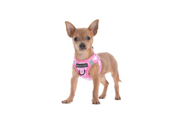 Big And Little Dogs- STEP-IN DOG HARNESS: Pink Milk Gingham