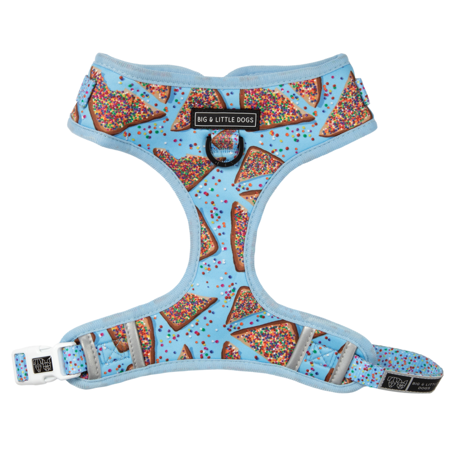 Big And Little Dogs-ADJUSTABLE DOG HARNESS: Blue Fairy Bread