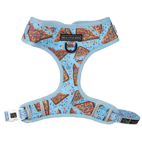 Big And Little Dogs-ADJUSTABLE DOG HARNESS: Blue Fairy Bread