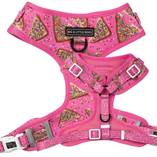 ADJUSTABLE DOG HARNESS: Pink Fairy Bread