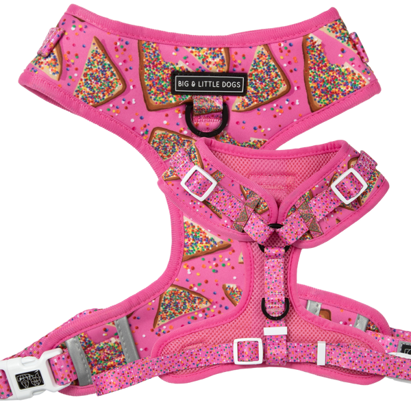 ADJUSTABLE DOG HARNESS: Pink Fairy Bread
