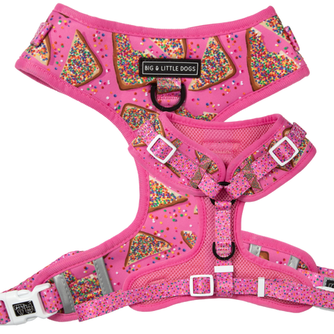 ADJUSTABLE DOG HARNESS: Pink Fairy Bread