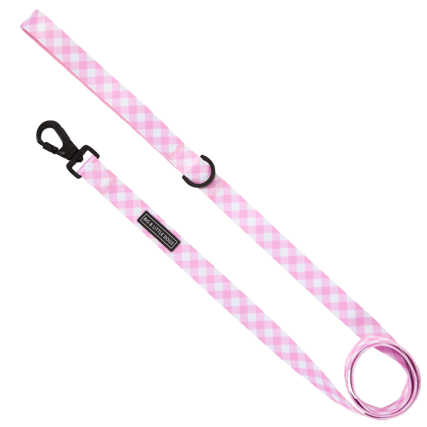 Big And Little Dogs-DOG LEASH: Pink Milk Gingham