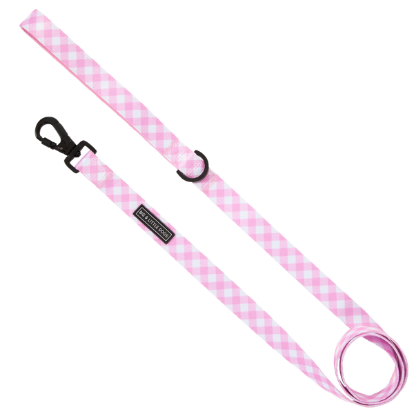 Big And Little Dogs-DOG LEASH: Pink Milk Gingham