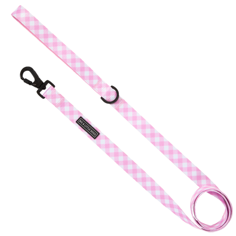 Big And Little Dogs-DOG LEASH: Pink Milk Gingham