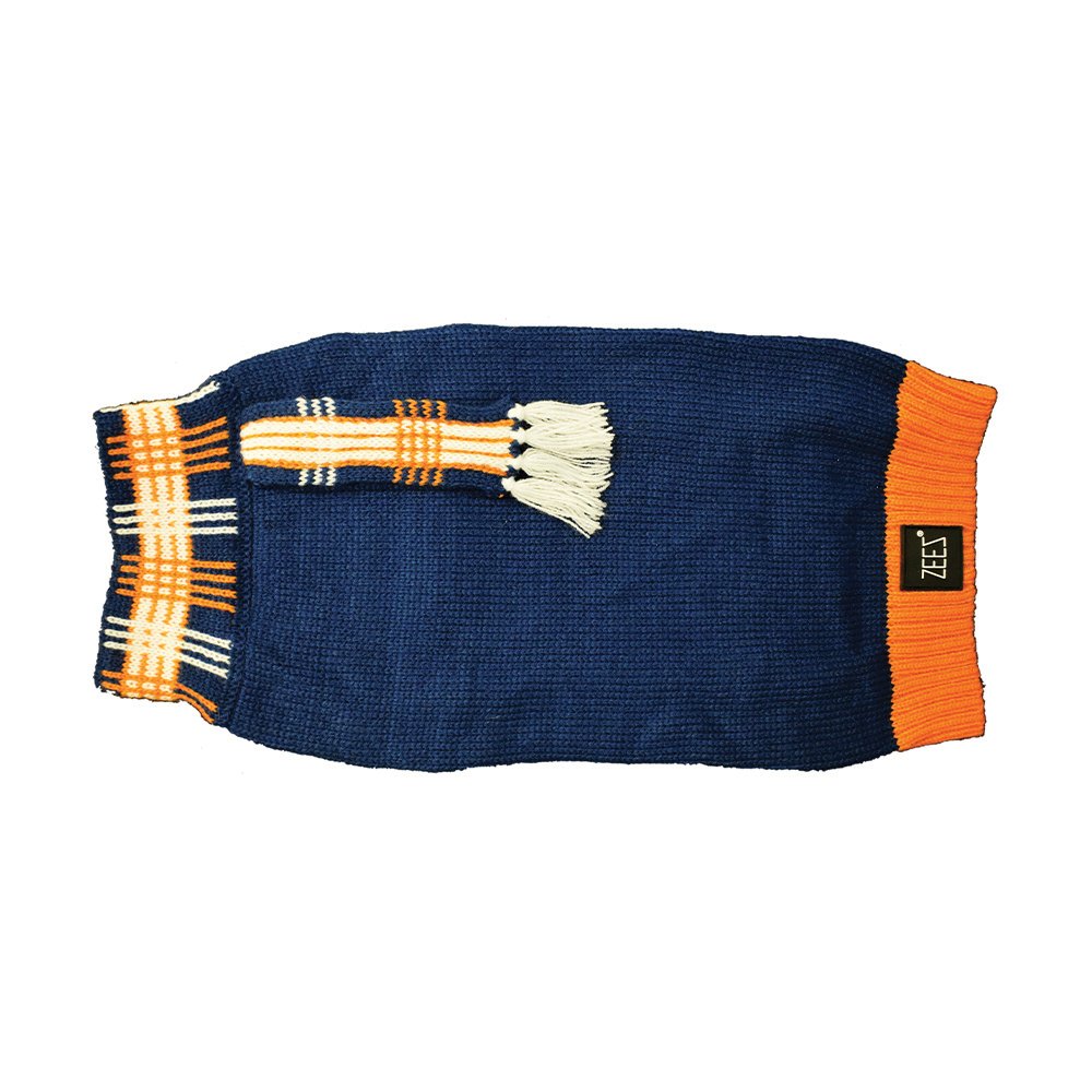 Zeez Knitted Sweater- Navy With Scarf
