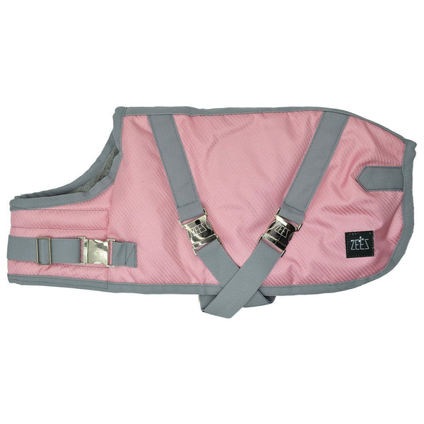 Zeez Supreme Dog Coat- Flamingo Pink/ Grey