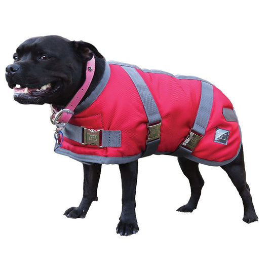 Zeez Supreme Dog Coat- Ruby Red/ Grey