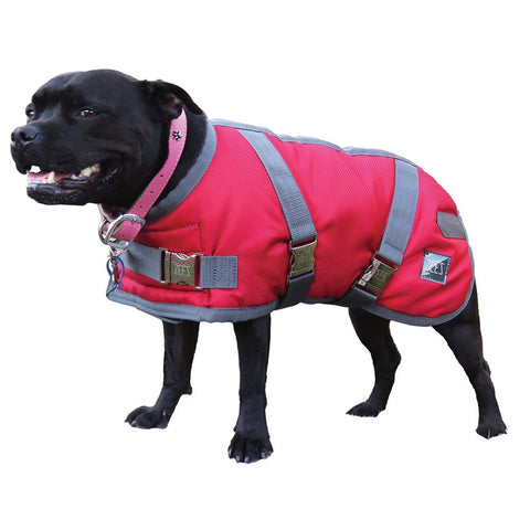 Zeez Supreme Dog Coat- Ruby Red/ Grey