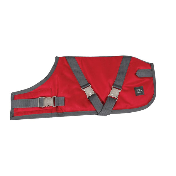 Zeez Supreme Dog Coat- Ruby Red/ Grey