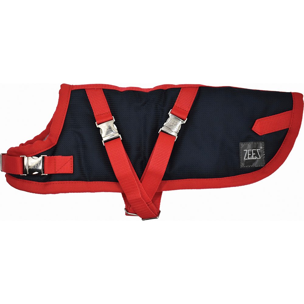 Zeez- Supreme Dachshund Dog Coat- Navy/Stone and Red