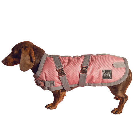 Zeez- Supreme Dachshund Dog Coat- Flamingo Pink/ Grey