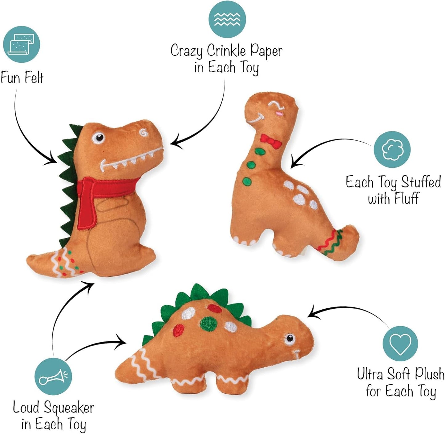 Fringe Studio- "Baking Spirits Bright" 3 Piece Christmas Dog Toy Set