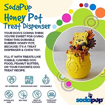SodaPup Honey Pot Durable Treat Dispenser and Enrichment Toy.