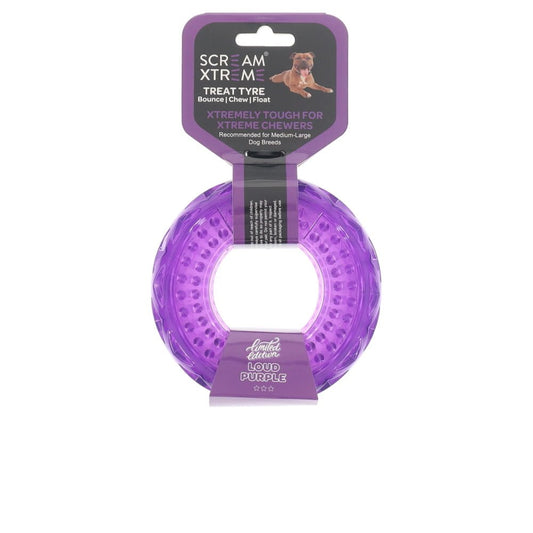 Limited Edition- Scream Xtreme Treat/Chew Tyre Dog Toy Loud Purple
