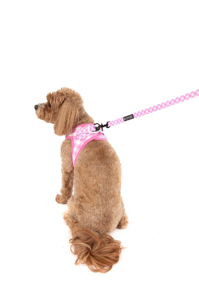 Big And Little Dogs- STEP-IN DOG HARNESS: Pink Milk Gingham