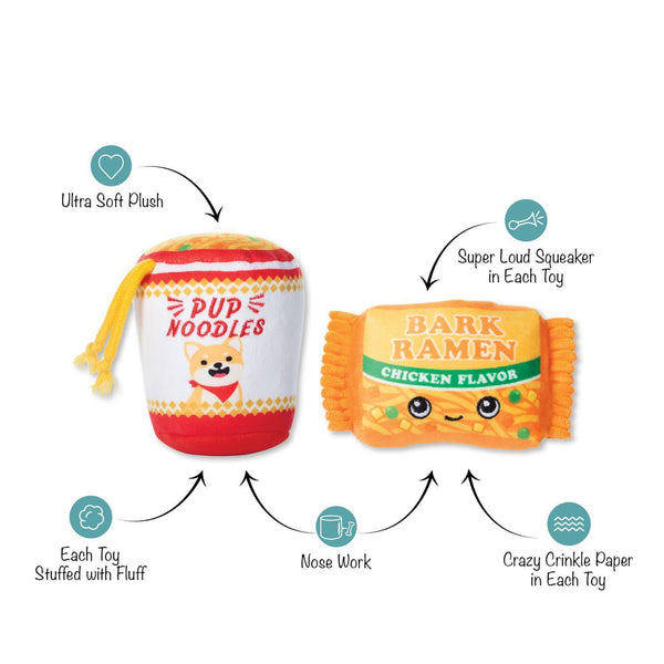 Fringe Studio "Nothin But Noodles" Plush Dog Toy Set- 2 Pack