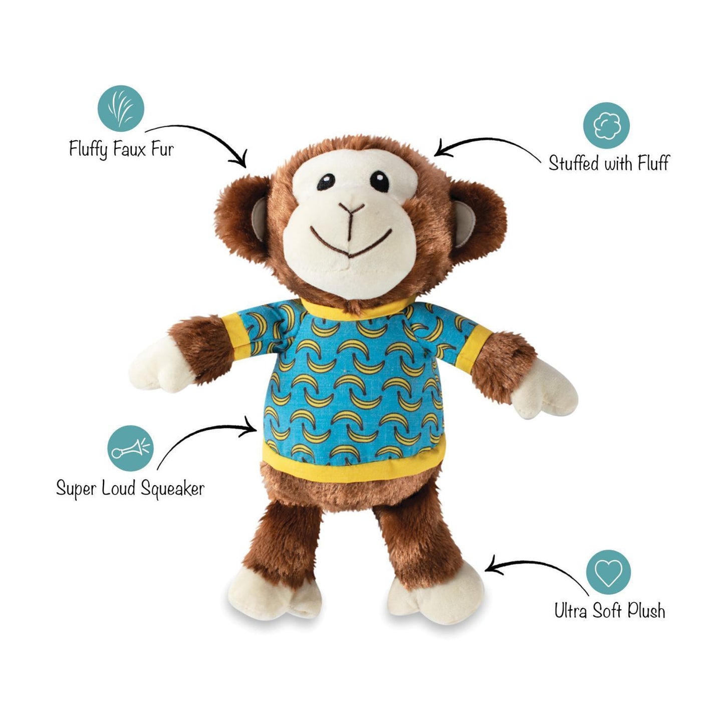 Fringe Studio Banana's The Monkey Plush Dog Toy-X Large