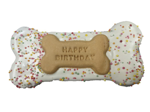 Huds and Toke Happy Birthday Bone Cookie Dog Treat LARGE-Pink