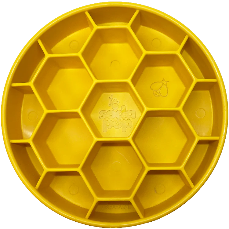 Sodapup Honeycomb eBowl Slow Feeder Bowl For Dogs-Yellow