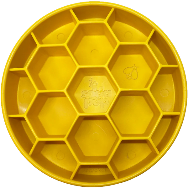 Sodapup Honeycomb eBowl Slow Feeder Bowl For Dogs-Yellow