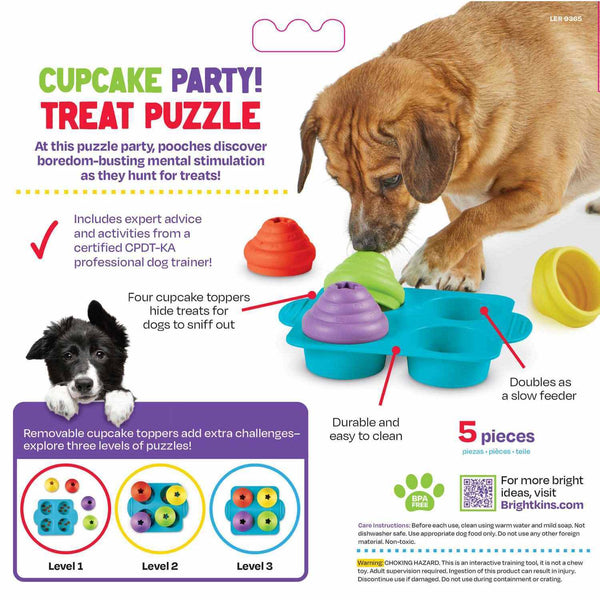 Brightkins Cupcake Party! Dog Treat And Food Interactive Puzzle