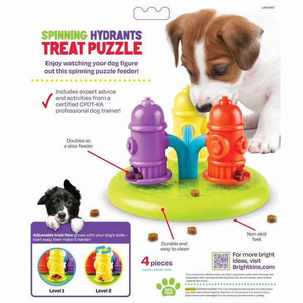 Brightkins Spinning Hydrants Dog Treat And Meal Interactive Feeder Toy