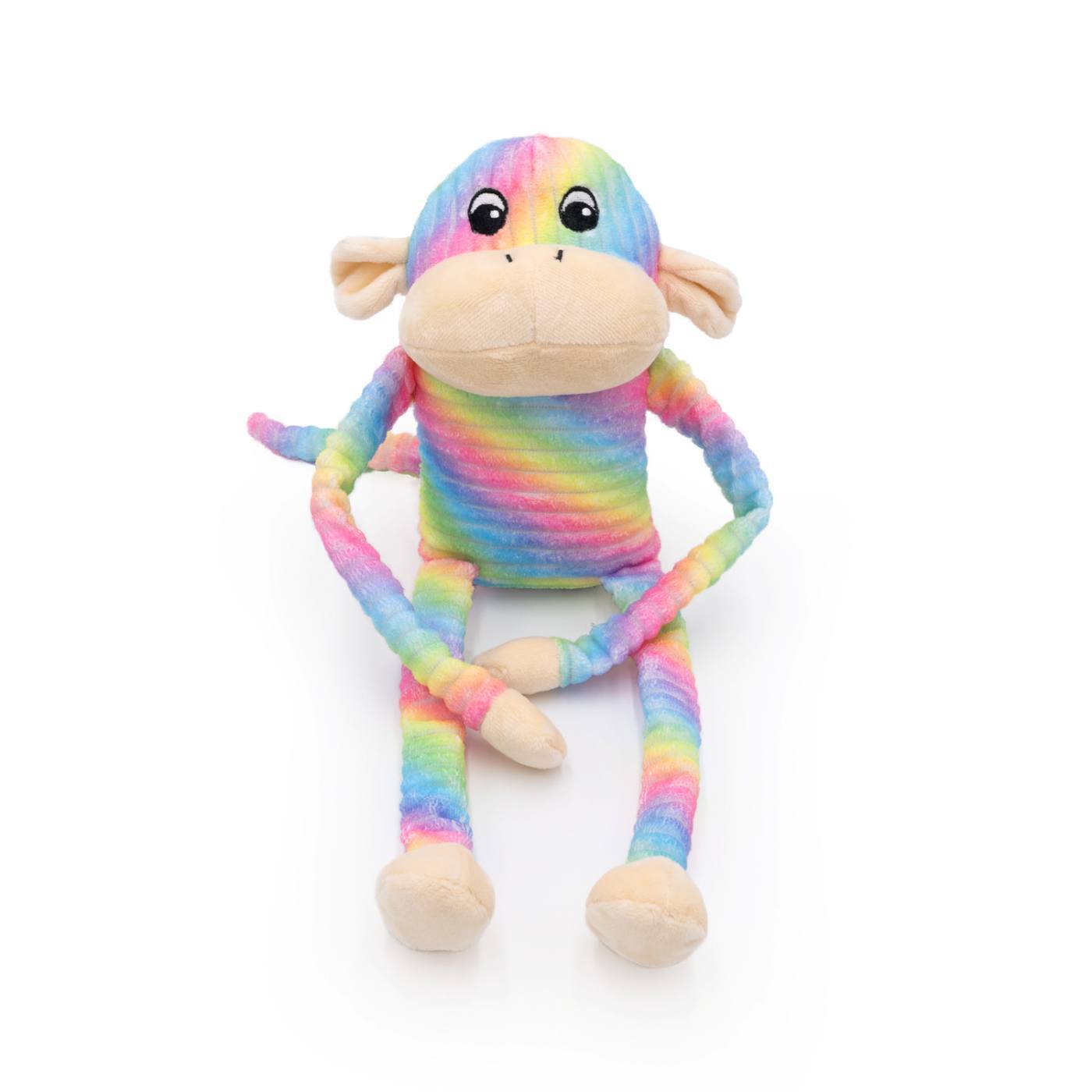 Zippy Paws Spencer the Crinkle Monkey Dog Toy Rainbow - Large