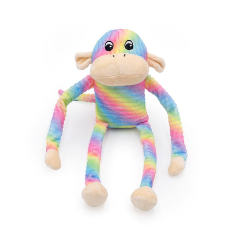 Zippy Paws Spencer the Crinkle Monkey Dog Toy Rainbow - Large