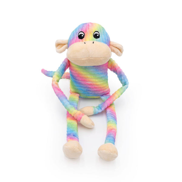 Zippy Paws Spencer the Crinkle Monkey Dog Toy Rainbow - Large