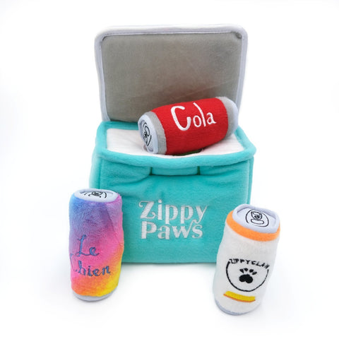 Zippy Paws Burrow Interactive Dog Toy- Ice Chest Esky and 3 Beers